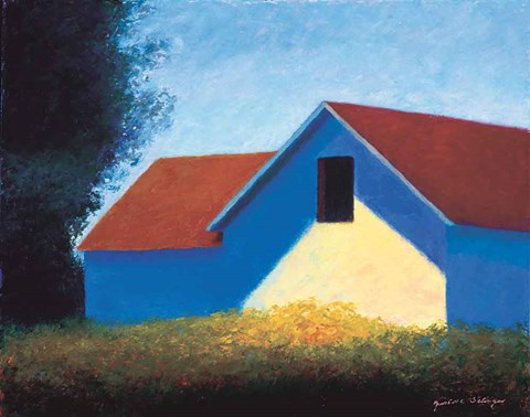 Framed Behind Berry Bushes Print