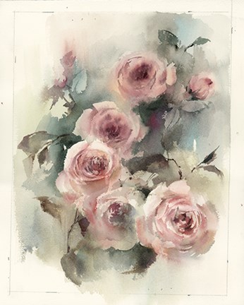 Framed Blush Roses II Print