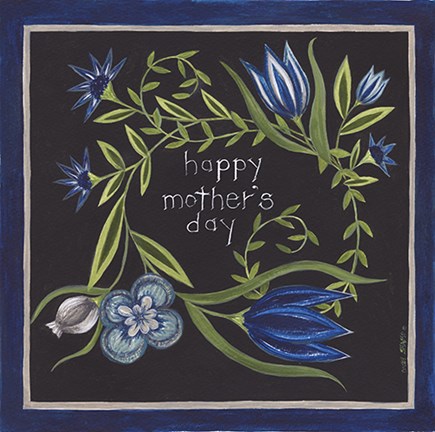 Framed Blue Flowers II Print