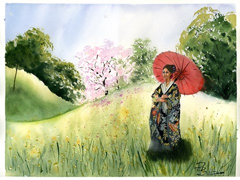 Framed Asian Landscape II Print