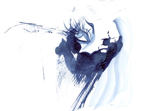 Framed Figurative in Navy Print