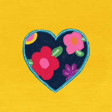 Framed Yellow Painted Heart Print