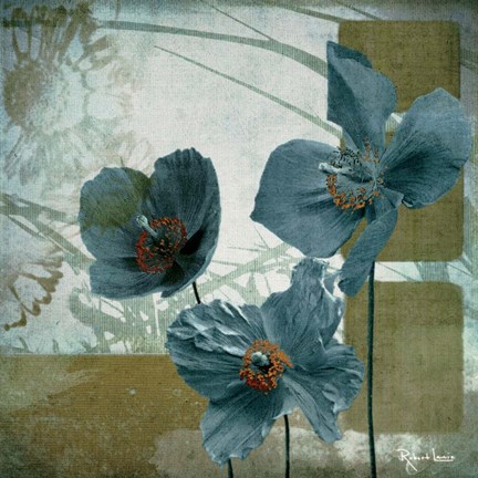 Framed Cerulean Poppies II Print