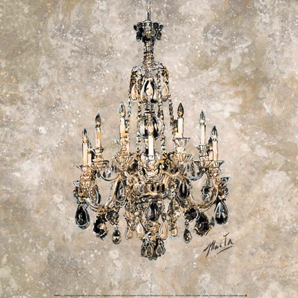 Framed Champagne Chandelier Print