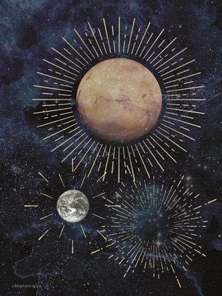 Framed Gold Celestial Rays I Print