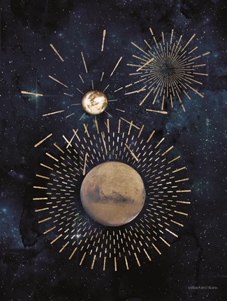 Framed Gold Celestial Rays III Print