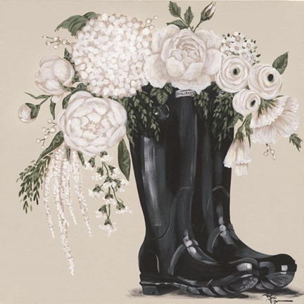 Framed Flowers and Black Boots Print