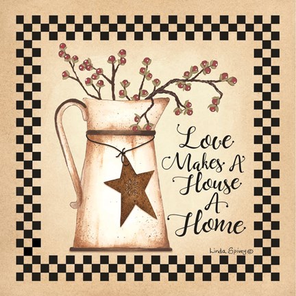 Framed Love Makes a House a Home Print