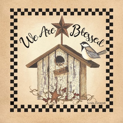 Framed We Are Blessed Birdhouse Print