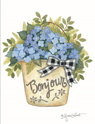 Framed Hydrangeas Bonjour Print