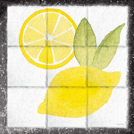 Framed Citrus Tile VI Black Border Print