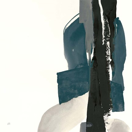 Framed Black and Dark Teal I Print