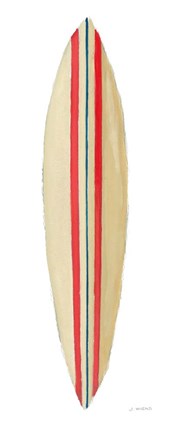 Framed Beach Time Surfboard I Print