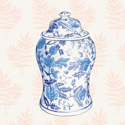 Framed Ginger Jar VI Coral No Border Print