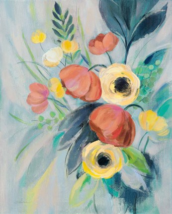 Framed Colorful Elegant Floral II Print