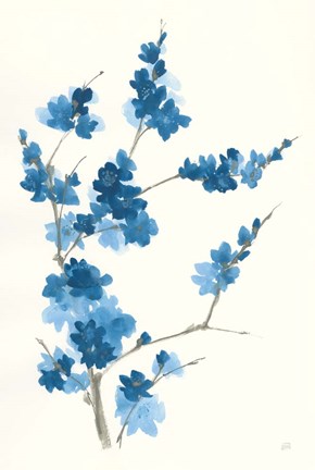 Framed Blue Branch I Print