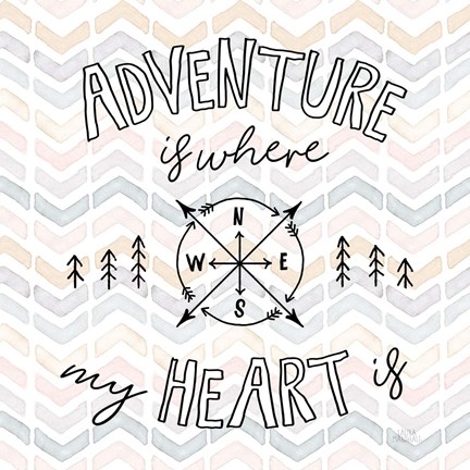 Framed World Traveler III Chevron Print