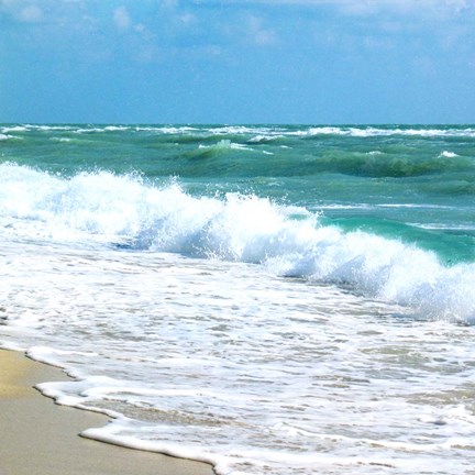 Framed Teal Surf I Print