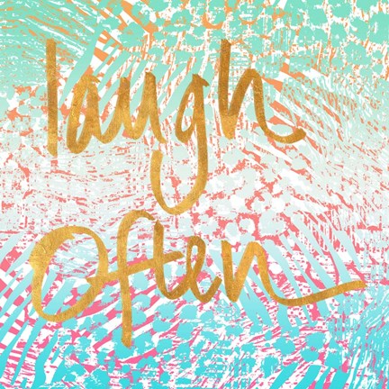 Framed Laugh Often Neon Print