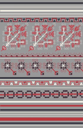 Framed Nordic Cross Stitch Gray Print