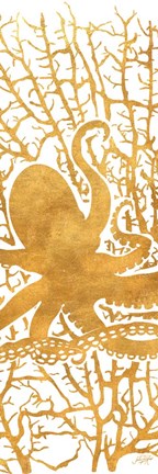 Framed Sealife on Gold I Print