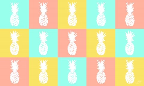 Framed Modern Pineapple Squares Print