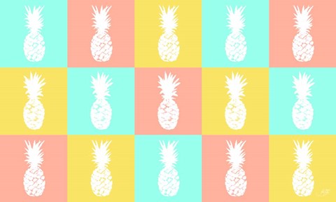 Framed Modern Pineapple Squares Print
