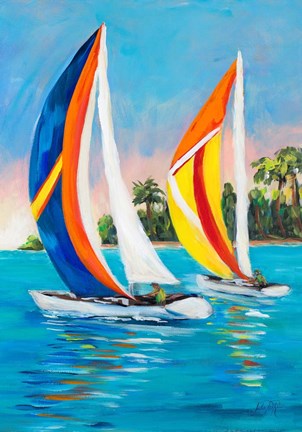 Framed Morning Sails Vertical I Print