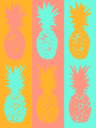 Framed Vibrant Striped Pineapples Print