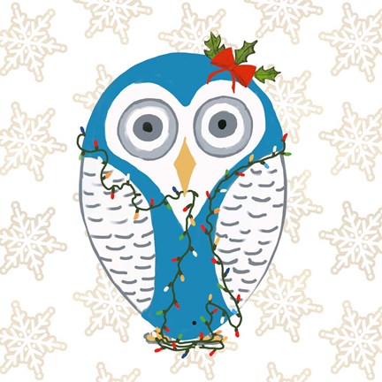 Framed Christmas Owl I Print