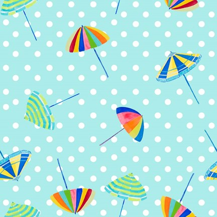 Framed Beach Umbrellas on Dots Print