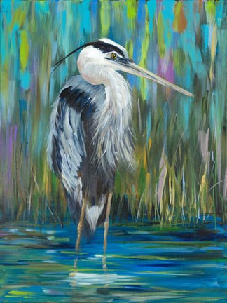Framed Standing Heron I Print