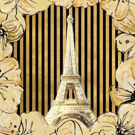 Framed Golden Paris I Print