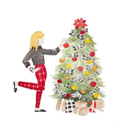 Framed Decorating Christmas I Print