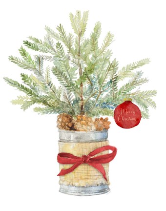 Framed Merry Christmas Fir Tree Print