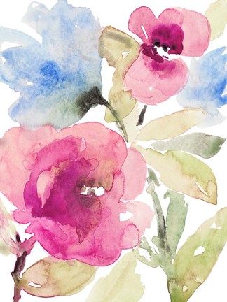 Framed Peaceful Florals I Print