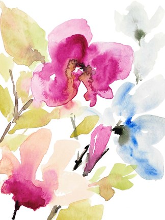 Framed Peaceful Florals II Print