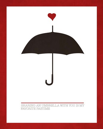 Framed Sharing an Umbrella Print