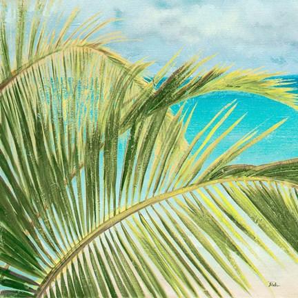 Framed Bright Coconut Palm I Print