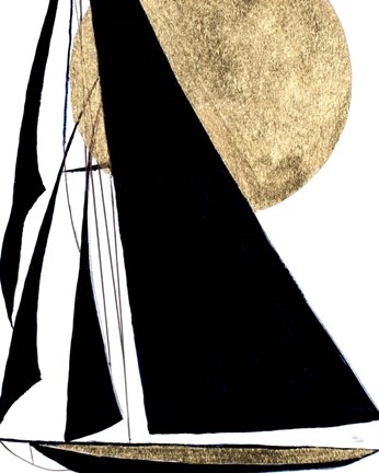 Framed Midnight Black Sailing Print