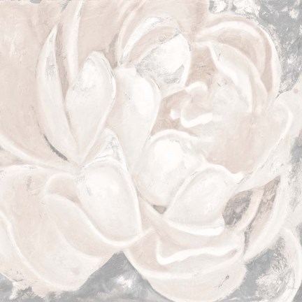 Framed White Grey Flower I Print