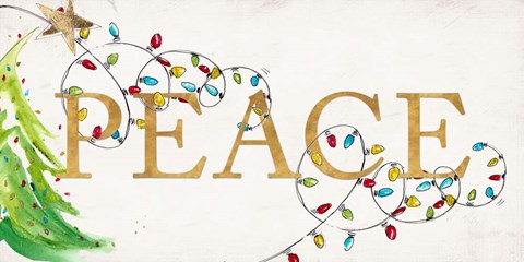 Framed Peace with Lights Print