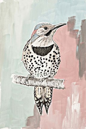 Framed Beige Woodpecker I Print