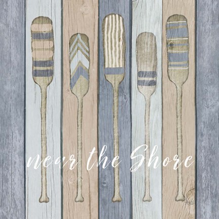 Framed Oars Near the Shore Print