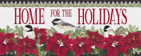 Framed Chickadee Christmas Red - Home for the Holidays horizontal Print