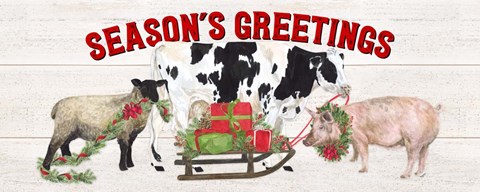 Framed Christmas on the Farm - Seasons Greetings Print