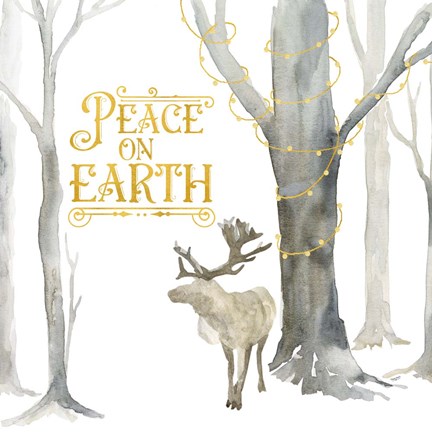 Framed Christmas Forest III Peace on Earth Print