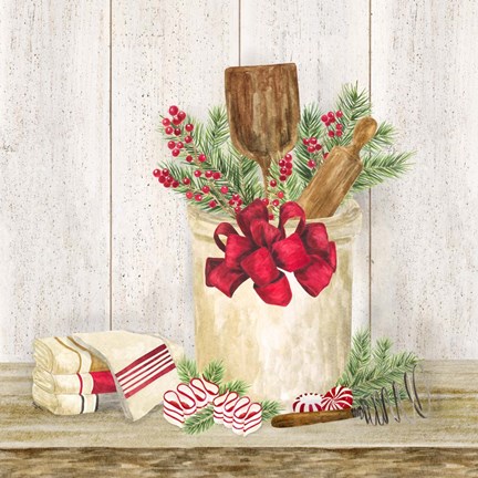 Framed Christmas Kitchen I Print