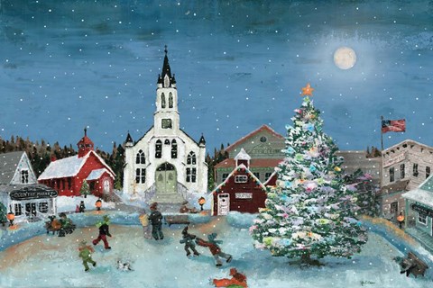 Framed Christmas Scene-Moon Print