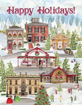 Framed Christmas Village portrait II Print